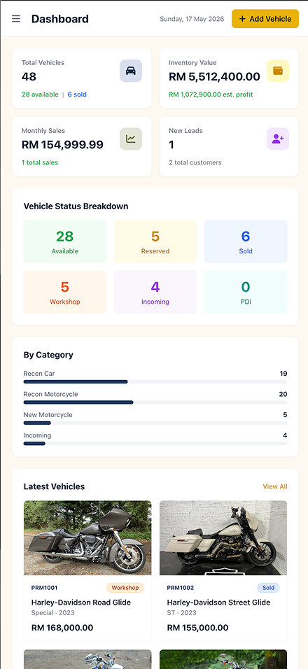 Rev.Aura mobile inventory view on phone